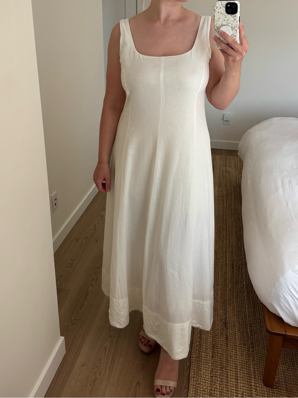 GAP Square-Neck Linen Blend Dress Size L